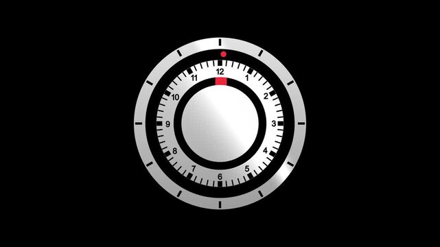 analog clock timer circle animated. 24 Hours Clock. Clock icon vector animation with clock face.