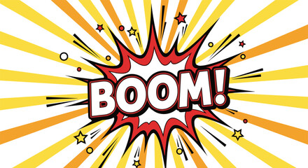 Comic boom explosion in vibrant dynamic colorful comic book style for advertising © DULABA Stock