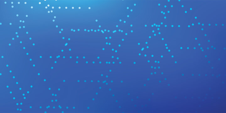 Abstract Blue Digital Network Grid with Glowing Particles.