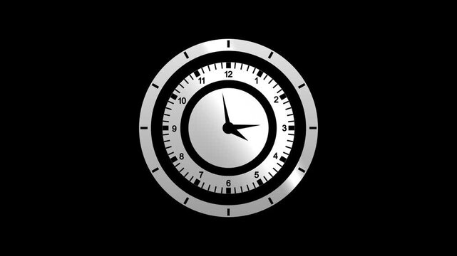 analog clock timer circle animated. 24 Hours Clock. Clock icon vector animation with clock face.