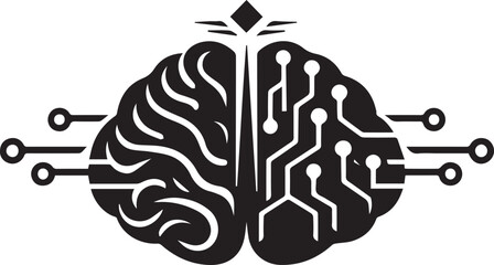Fototapeta premium Premium Black Vector AI Brain Logo – Futuristic Artificial Intelligence Technology Design