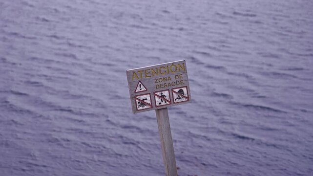 Warning Sign No Swimming Ushuaia Argentina Waterfront
