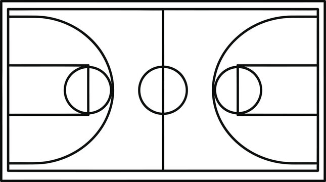 Basketball court diagram with key zones and lines