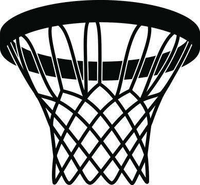 Black and white illustration of a basketball hoop net