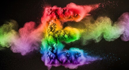 Obraz premium A colorful, abstract explosion of rainbow colors against a black background.