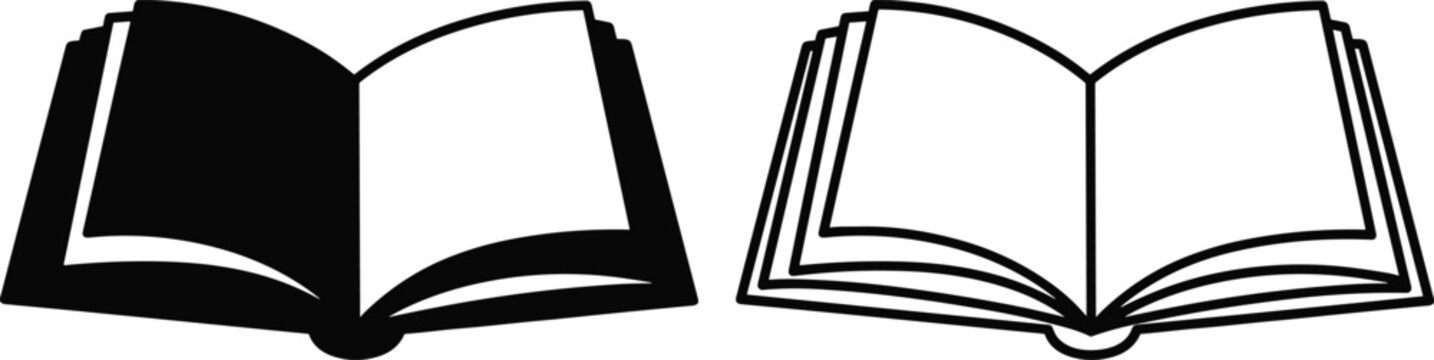 Open book icons silhouette and outline
