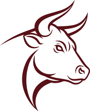 A stylized illustration of a bull's head in profile view