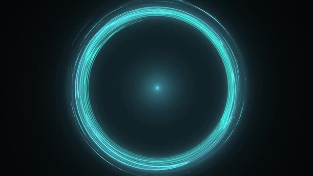 rotating turquoiseglowing   circle on a dark background, round, frame, center, dynamic visualization for creative projects and energetic designs, highlight, important, encircling