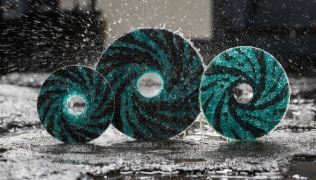 Medium shot of ecoline abrasive blades featuring plantderived resin binders emphasizing environmental responsibility and advanced material science in industrial applications.