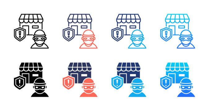 Shoplifting Prevention icon sheet multiple style collection