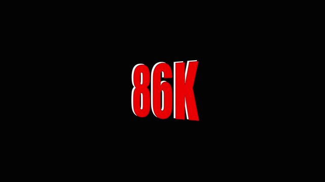 Large Red 86 K Text on Black Background for Overlays .