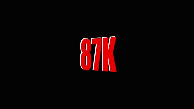 87k red text on black background with white outline numeric eighty-seven thousand.