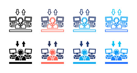 Fototapeta premium Dispatch Center icon sheet multiple style collection