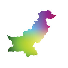 Obraz premium Pakistan Country Map Silhouette with Vibrant Multicolor Gradient Effect Isolated on White Background