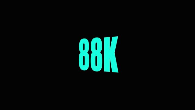 Large Teal 88 K Text on Black Background.