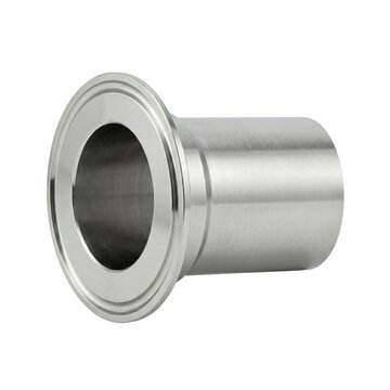 Industrial fluid gas handling components stainless steel ferrule with polished finish for sanitary piping and process connection in plant equipment