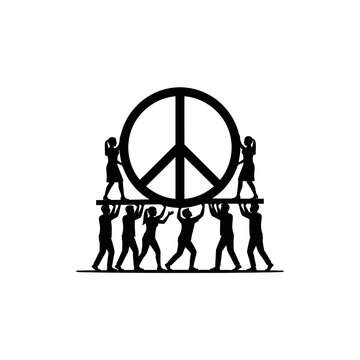 People holding a peace sign together.