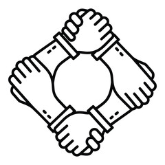 Obraz premium Three fists together in unity symbol.