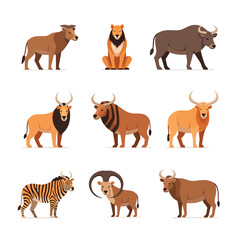Obraz premium Collection of various wild animals standing.