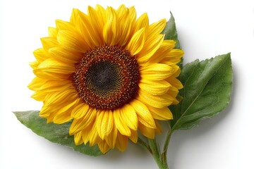 Fototapeta premium Isolated sunflower, beautiful, set against a white background with a clipping path