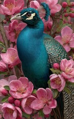 Obraz premium Image technology was used to create a Chinese painting featuring a meticulous peacock