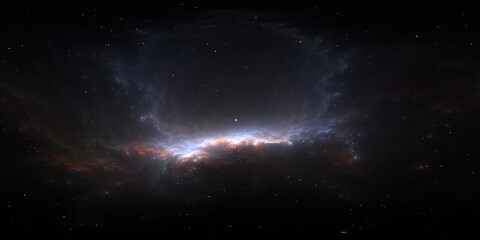 Fototapeta premium 360-degree full-sphere panoramic space background with nebula and stars. It was neither partly nor fully created with generative AI.