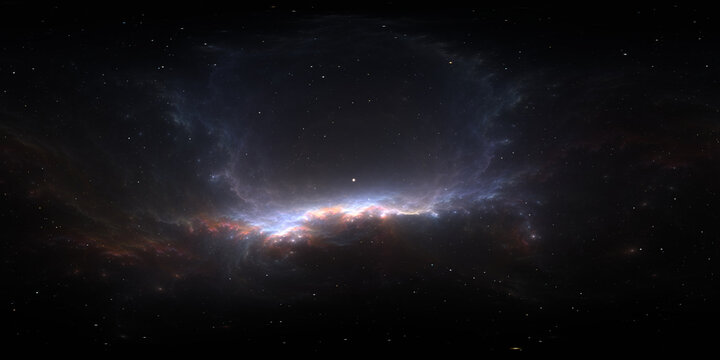 360-degree full-sphere panoramic space background with nebula and stars. It was neither partly nor fully created with generative AI.
