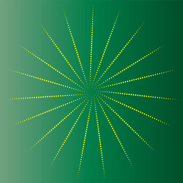 Abstract Yellow Dotted Starburst on Green Gradient Background