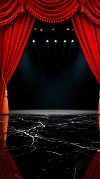 Realistic animation of fancy red texture with marble floor in a theater setting