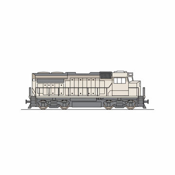 Train Locomotive Railway Machine Side View.