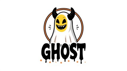 Obraz premium a cartoon ghost with a jack-o-lantern face