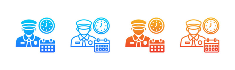 Fototapeta premium Guard Scheduling icon sheet multiple style collection