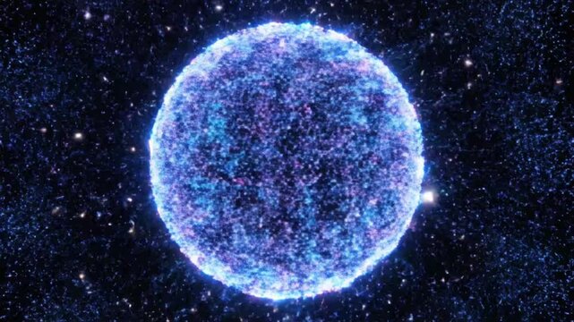 Energy sphere creation using dots on black background with VSRExport software from start to finish in a digital environment