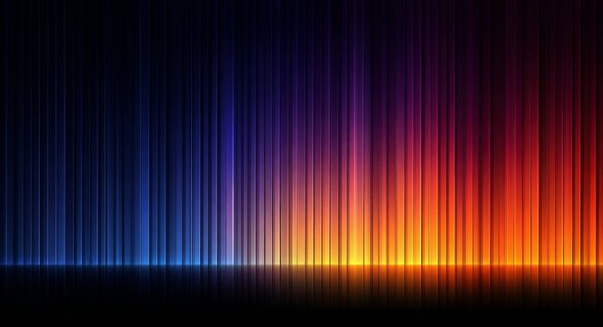 Bright vertical light beams intensely illuminate a dark, futuristic abstract backdrop