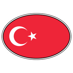 Obraz premium Oval sticker Turkey flag design, crescent star, national patriotic emblem