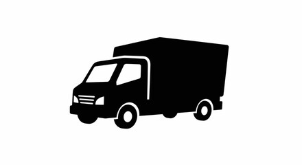 Fototapeta premium Modern business logo features a black silhouette vector truck with a minimal flame logo and fire symbol.