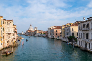 Obraz premium View of Venice Grand Canal with Santa Maria della Salute, historic baroque church in Italy