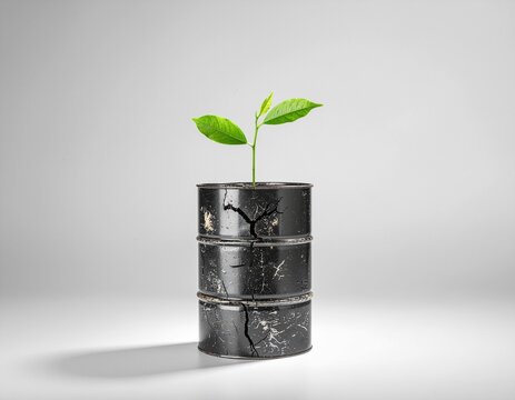 symbolic image of fossil fuel giving way to clean and sustainable future