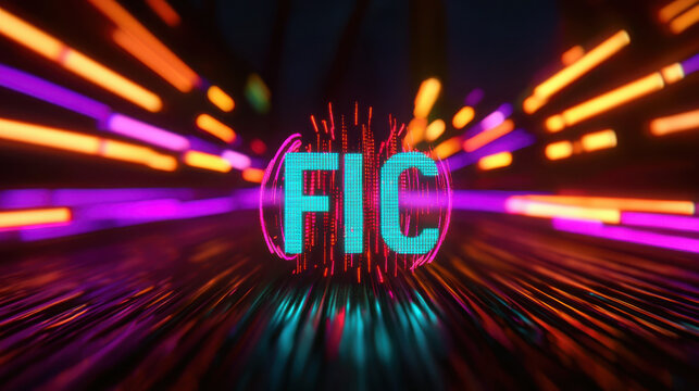 Vibrant Neon Lights and Motion Graphics with FIC Design Element