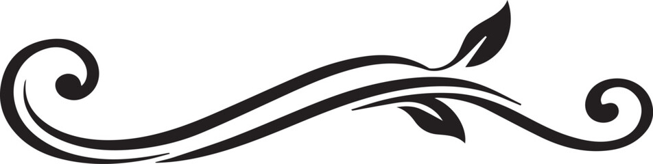 Elegant black and white decorative swirl with leaf motif for artistic designs Vector © MSTJESMIN