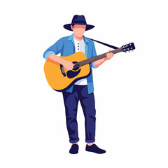 Naklejka premium Man playing acoustic guitar music.