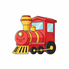 Smiling cartoon train engine with face. © Warsi