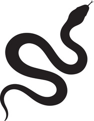 Fototapeta premium Black Snake Silhouette Icon with Flicking Tongue