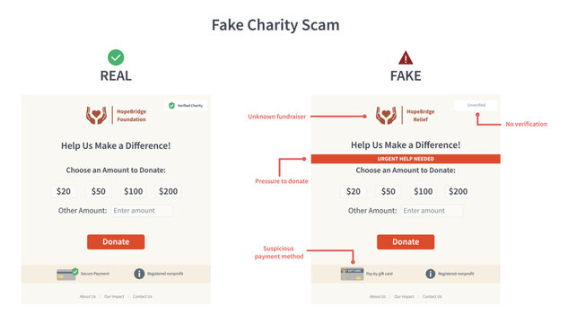 Fake charity scam warning signs