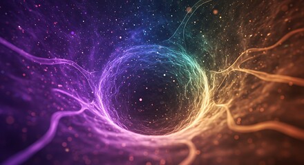 Abstract cosmic sphere in deep space with vibrant light and colors