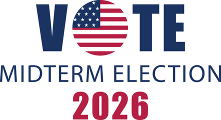Obraz premium Vector illustration of the 2026 US midterm elections with voting text