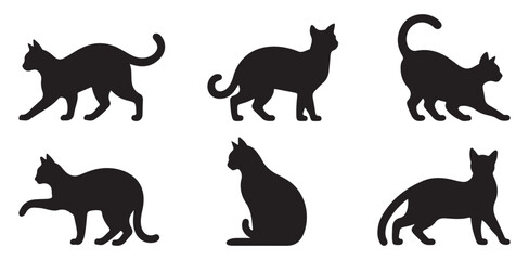 Cat silhouette sitting in profile view, feline pet animal icon. vector illustration eps 10 © MdSamsul