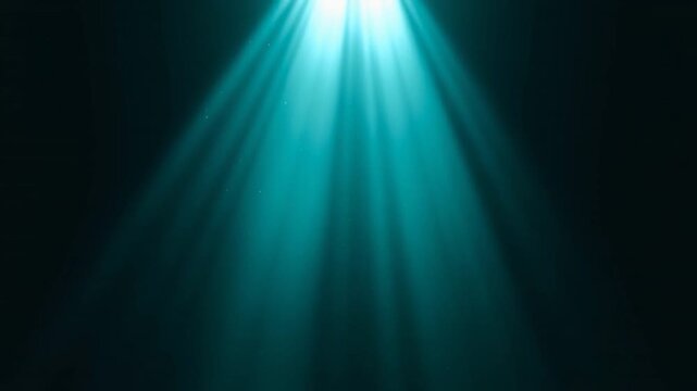 Teal Light Rays Shining Through Dark Atmospheric Background
