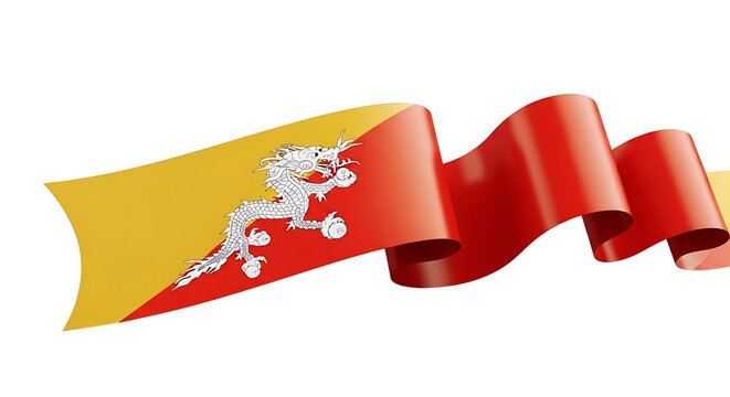 The flag of bhutan with a white dragon on it