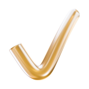 Shiny Metallic Gold Tick Mark Symbol